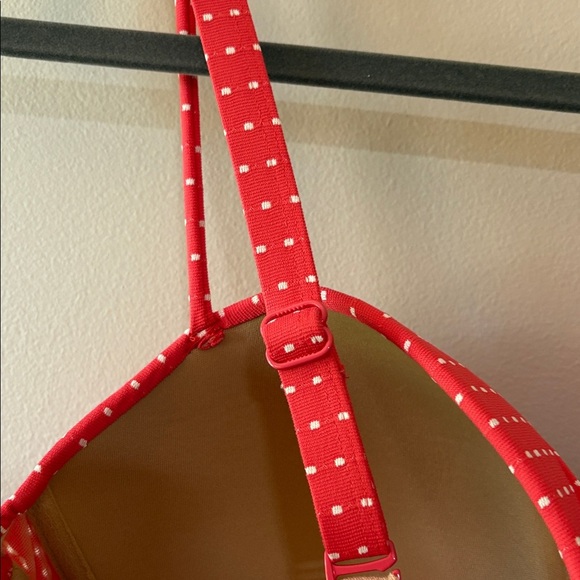 Cacique Red/Melon color Polka Dot Swimsuit top Size 36 DDD - Picture 6 of 7